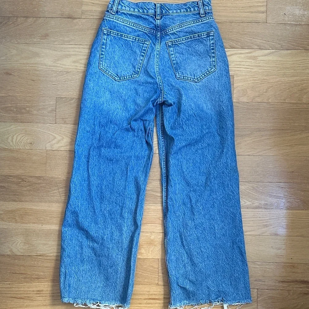 Reformation Cary High Rise Slouchy Wide Leg Jeans - Size 24 - with frayed hem